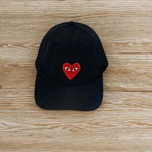 Comme des Garcons Black Hat with Red Heart Patch